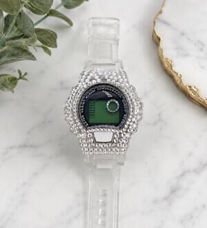Aldo Clear Rhinestone Embellished Digital Sport Watch Adjustable Water Resistant